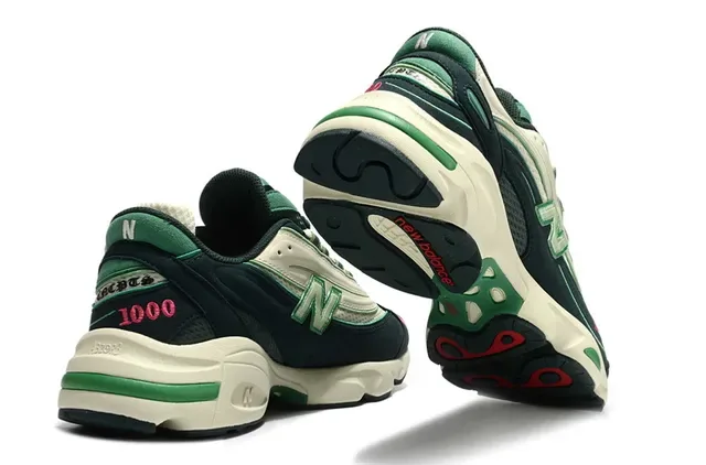 New Balance 1000 Verde Oscuro Crema Zapatillas Chunky 3
