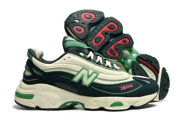 New Balance 1000 Verde Oscuro Crema Zapatillas Chunky 4