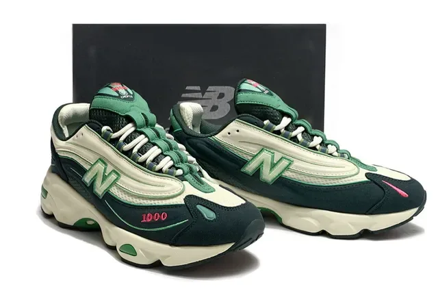 New Balance 1000 Verde Oscuro Crema Zapatillas Chunky 5