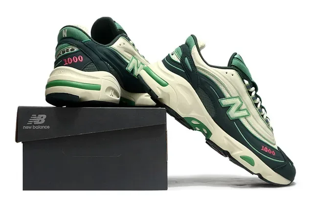 New Balance 1000 Verde Oscuro Crema Zapatillas Chunky 6