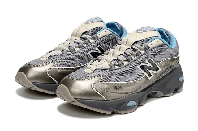 New Balance 1000 Metallic Silver and Light Blue Lifestyle Sneakers 2