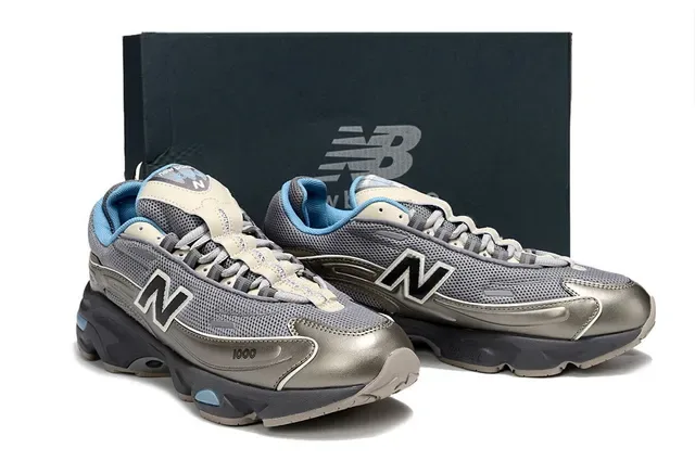 New Balance 1000 Metallic Silver and Light Blue Lifestyle Sneakers 5
