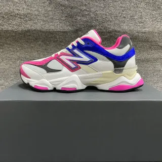 New Balance 9060 粉色和蓝色厚底运动鞋