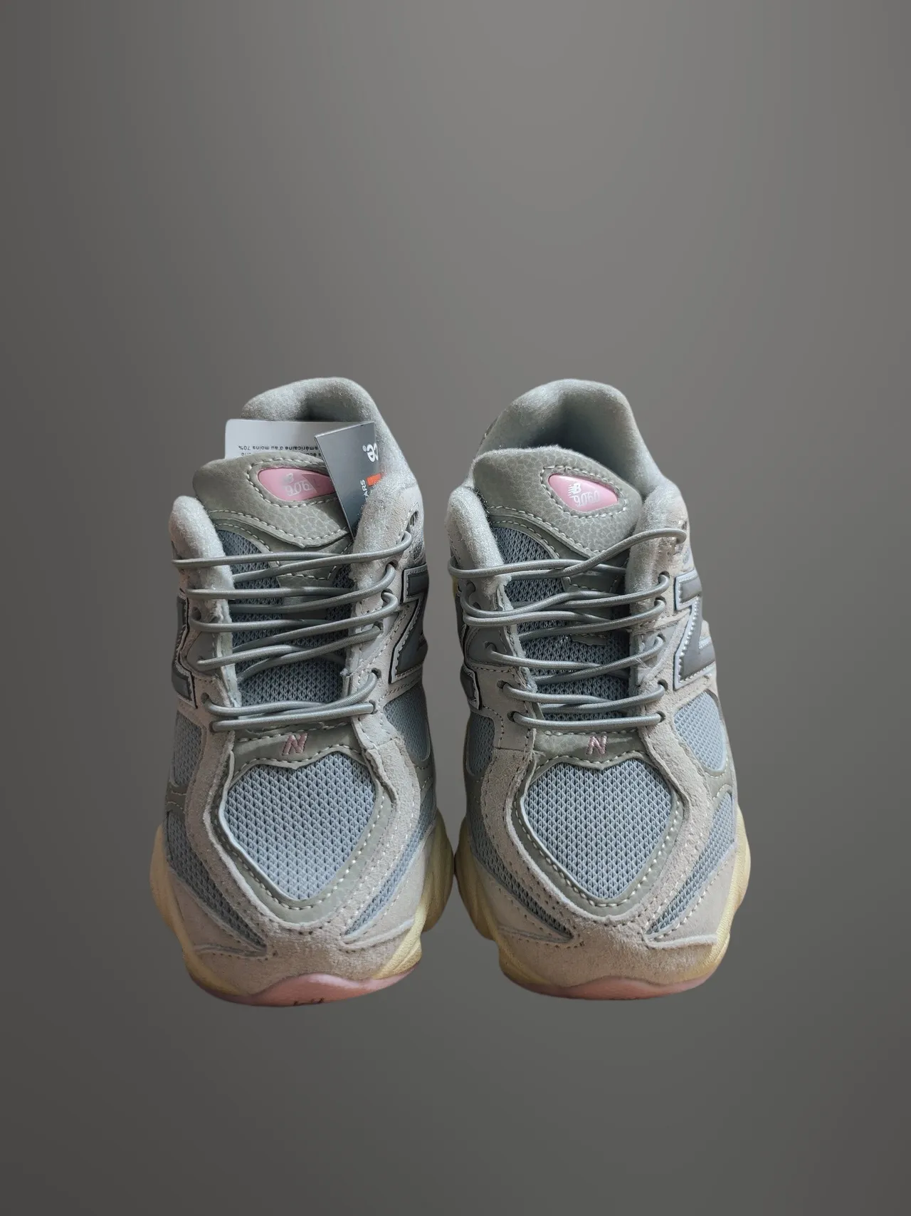 New Balance بيج وردي كعب مصمم طبقات شبكة سويد علوة كعب كبير 6