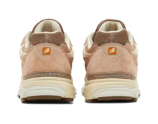 New Balance Beige Camurça e Malha Creme 'N' Logotipo Estilo de vida Tênis 3