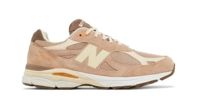 New Balance Beige Camurça e Malha Creme 'N' Logotipo Estilo de vida Tênis 5
