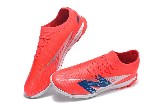 New Balance Red White Low-Cut Synthetic Upper Molded Outsole Turf Soccer Shoes 2