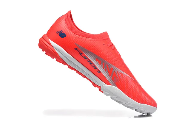 New Balance Red White Low-Cut Synthetic Upper Molded Outsole Turf Soccer Shoes 3