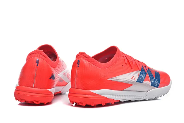 New Balance Red White Low-Cut Synthetic Upper Molded Outsole Turf Soccer Shoes 5