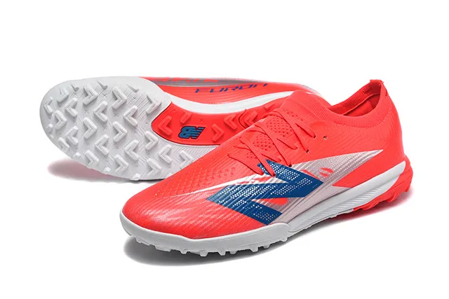 New Balance Red White Low-Cut Synthetic Upper Molded Outsole Turf Soccer Shoes 6