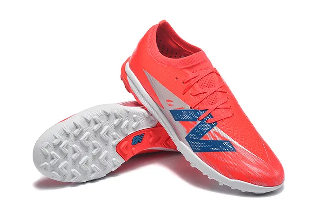 New Balance Red White Low-Cut Synthetic Upper Molded Outsole Turf Soccer Shoes 7