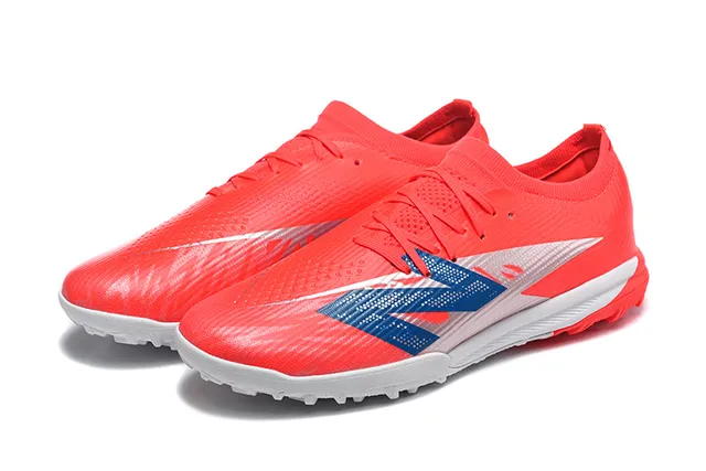 New Balance Red White Low-Cut Synthetic Upper Molded Outsole Turf Soccer Shoes 8