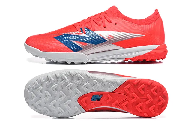 New Balance Red White Low-Cut Synthetic Upper Molded Outsole Turf Soccer Shoes 9