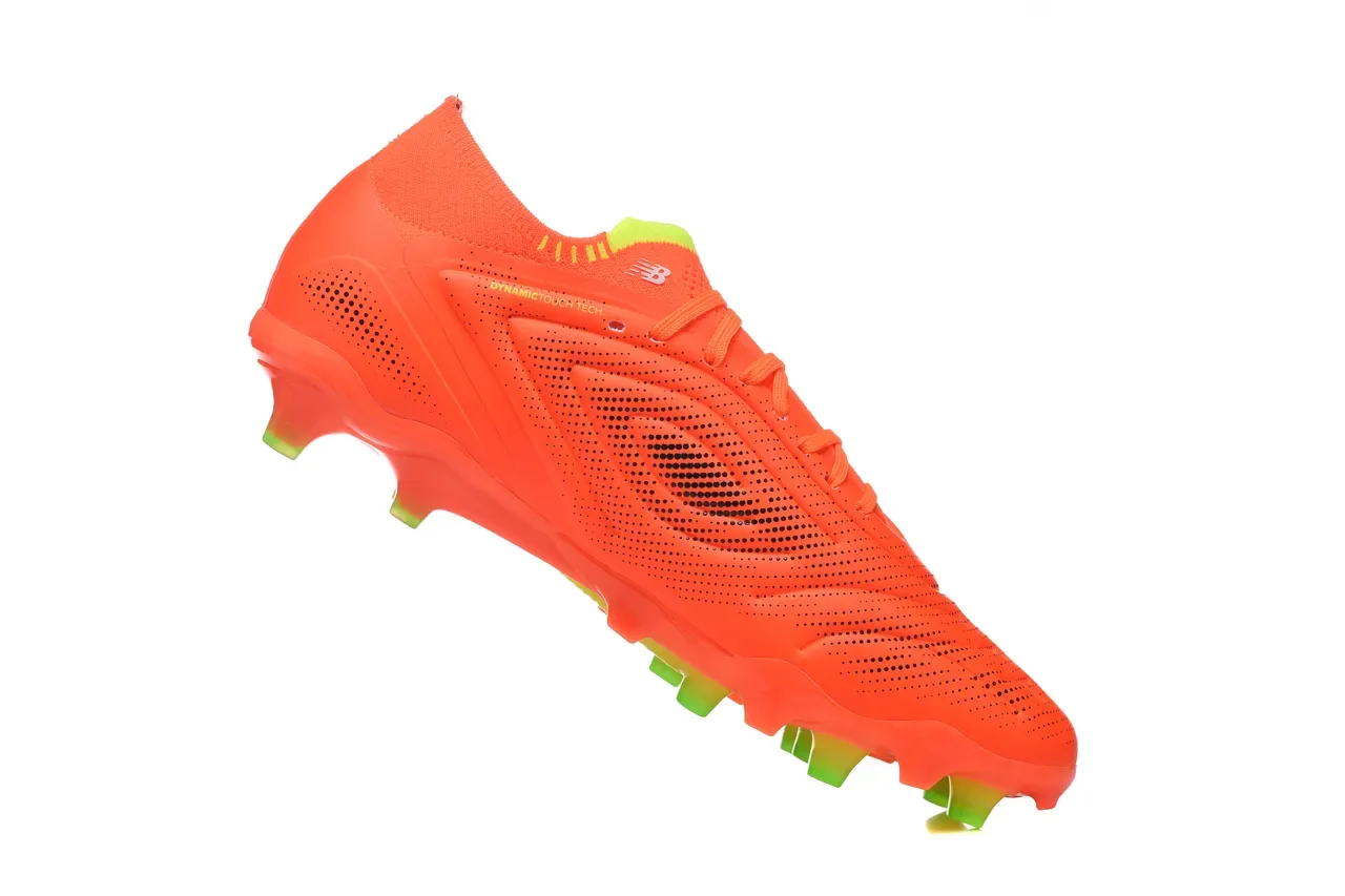 New Balance Tekela برتقالي أخضر، نعل mold studs، upper texturizado sintético، للأرض الصلبة، أحذية كرة القدم 4