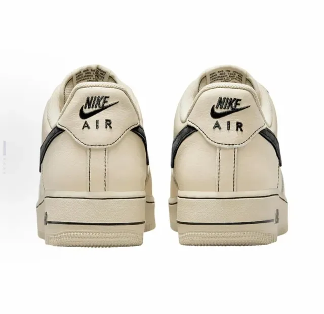 Nike Air Force 1 Beige Black Low-Top Leather Upper Lifestyle Sneakers 3