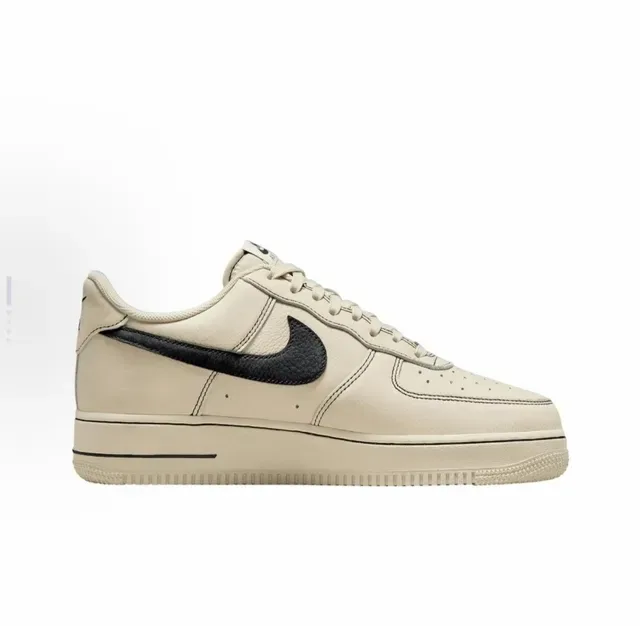 Nike Air Force 1 Beige Black Low-Top Leather Upper Lifestyle Sneakers 5