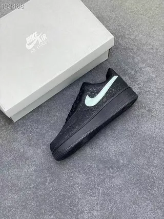 Nike Air Force 1 Glitter Black Mint Green Lifestyle Sneakers 6
