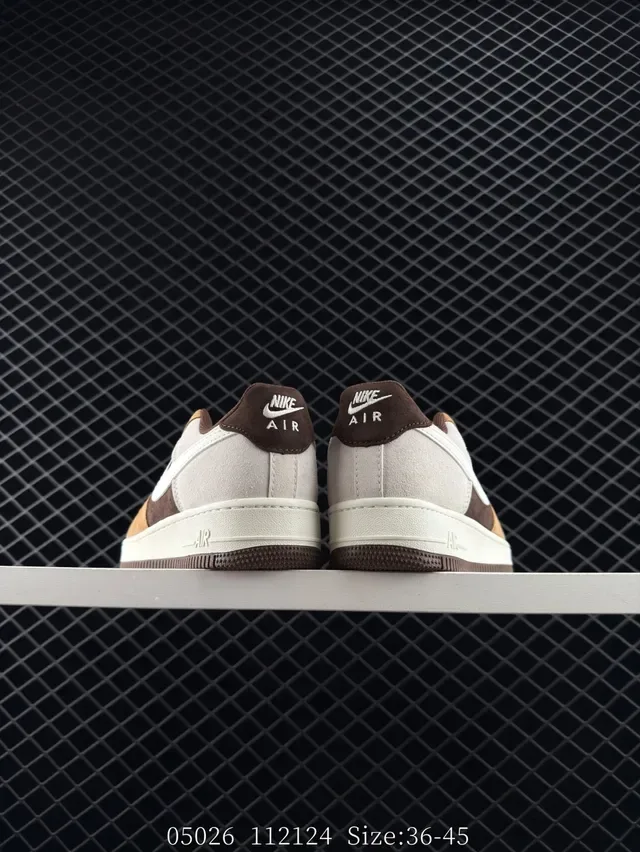 Nike Air Force 1 Low Beige Brown Suede Lifestyle Sneakers 5