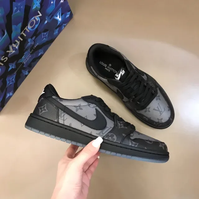 Nike Air Force 1 Monogram Print Sneakers Lifestyle Preto e Cinza 6
