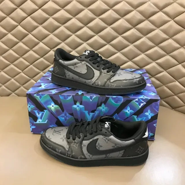 Nike Air Force 1 Monogram Print Sneakers Lifestyle Preto e Cinza 7