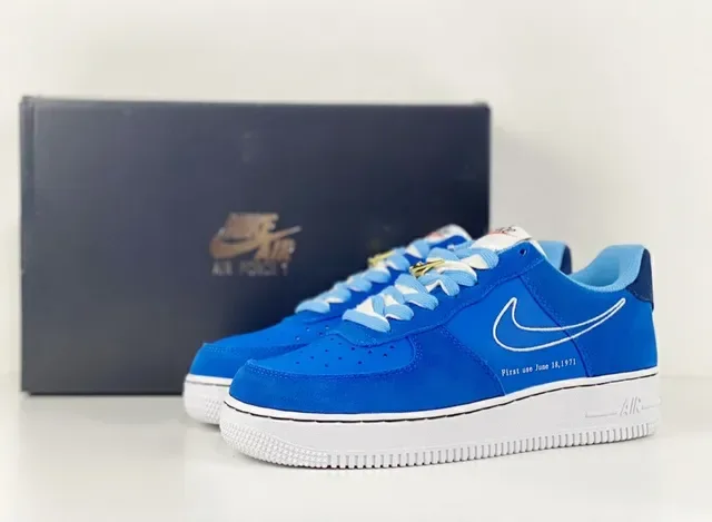 Nike Air Force 1 Chaussures Lifestyle Bleu Royal Blanc 4