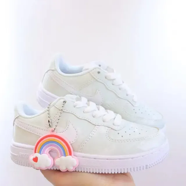 Nike Air Force 1 Blanc Bleu Rose Sneakers Lifestyle 11