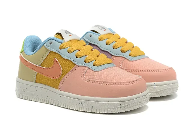 Nike Air Force 1 Blanc Bleu Rose Sneakers Lifestyle 13