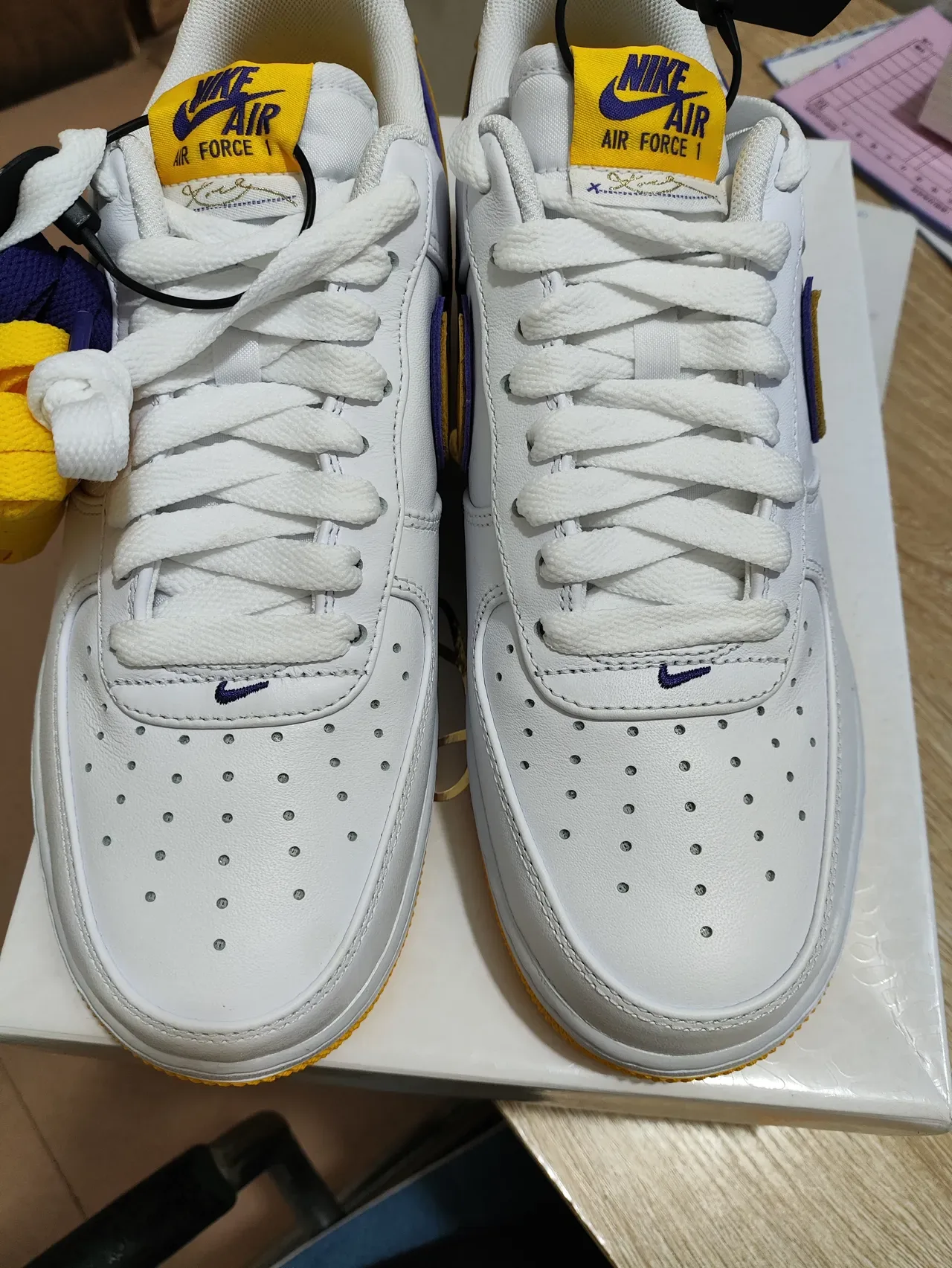 Nike Air Force 1 White Gold Purple Lifestyle Sneakers 3