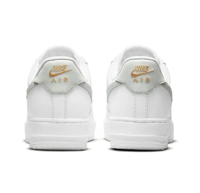 Nike Air Force 1 White Gray Low-Top Perforated Toe Lifestyle Sneakers 4