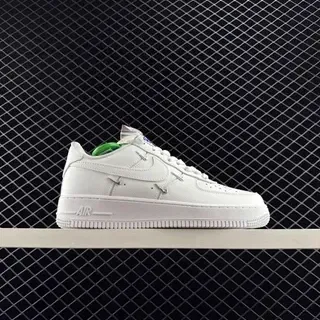 Nike Air Force 1 أبيض أخضر أحذية رياضية منخفضة الارتفاع نمط حياة
