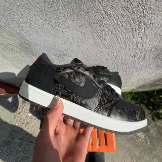 Nike Air Jordan 1 Graphic Print Black White Lifestyle Sneakers