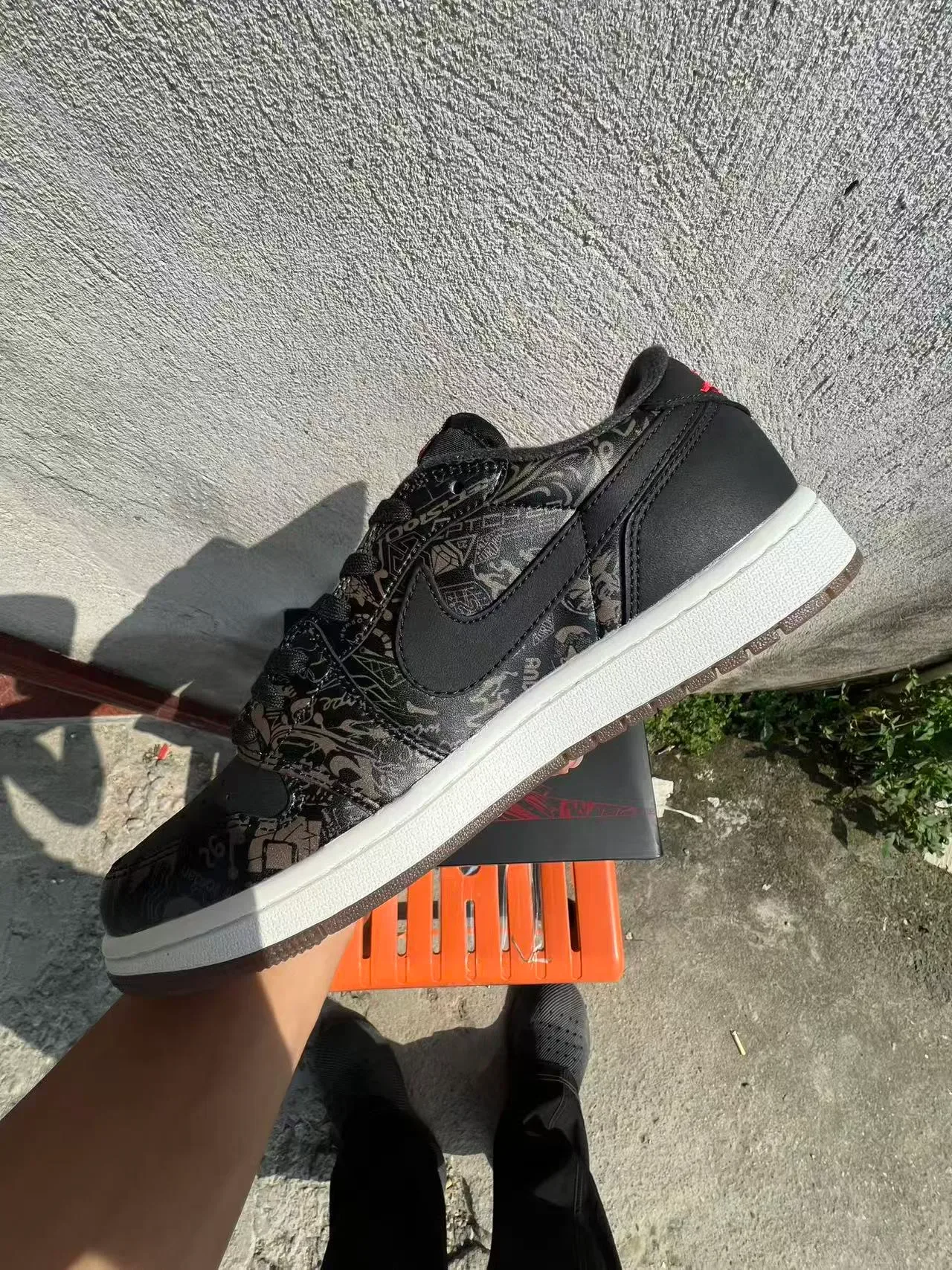 Nike Air Jordan 1 Graphic Print Black White Lifestyle Sneakers 5