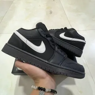 Nike Air Jordan 1 Low أسود فضي شبكة حذاء أسلوب حياة