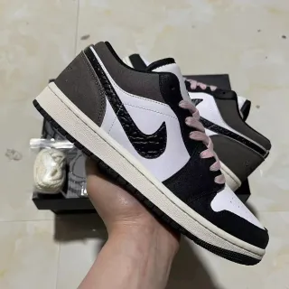 Nike Air Jordan 1 Low أسود أبيض رمادي وردي أحذية أسلوب حياة