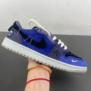 Nike Air Jordan 1 Low Patchwork أزرق بنفسجي أحذية رياضية أسلوب حياة