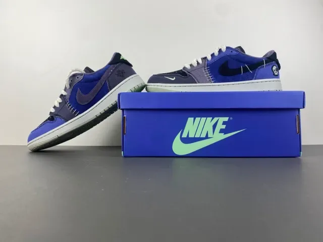 Nike Air Jordan 1 Low Patchwork Blue Purple Lifestyle Sneakers 14