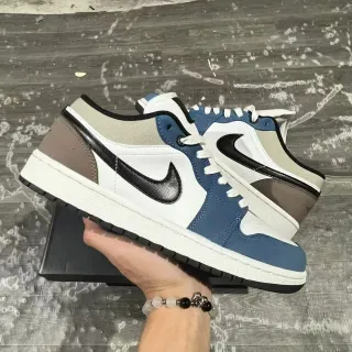 Nike Air Jordan 1 Low أبيض بحري بيج بني أسلوب حياة حذاء رياضي