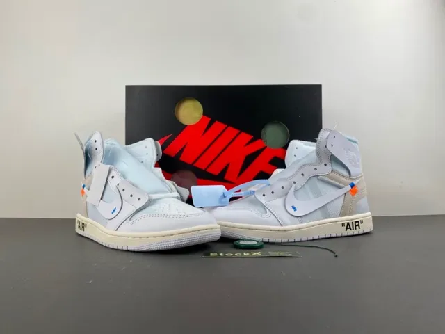 Nike Air Jordan 1 Off-White The Ten حذاء كرة السلة رمادي فاتح 12