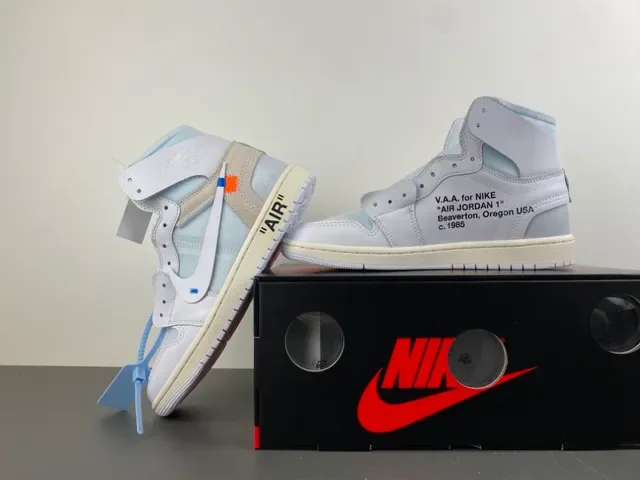 Nike Air Jordan 1 Off-White The Ten حذاء كرة السلة رمادي فاتح 14