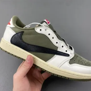 Nike Air Jordan 1 أخضر زيتوني أبيض أسود نمط حياة أحذية رياضية