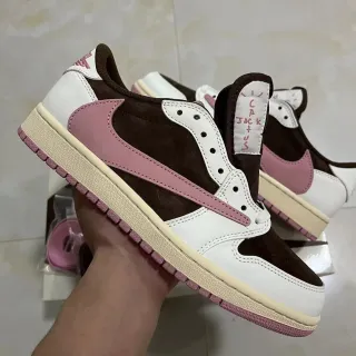 Nike Air Jordan 1 Travis Scott Brown Pink White حذاء أسلوب حياة