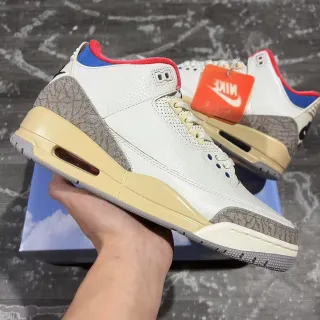 耐克 Air Jordan 3 白色米色大象纹篮球鞋