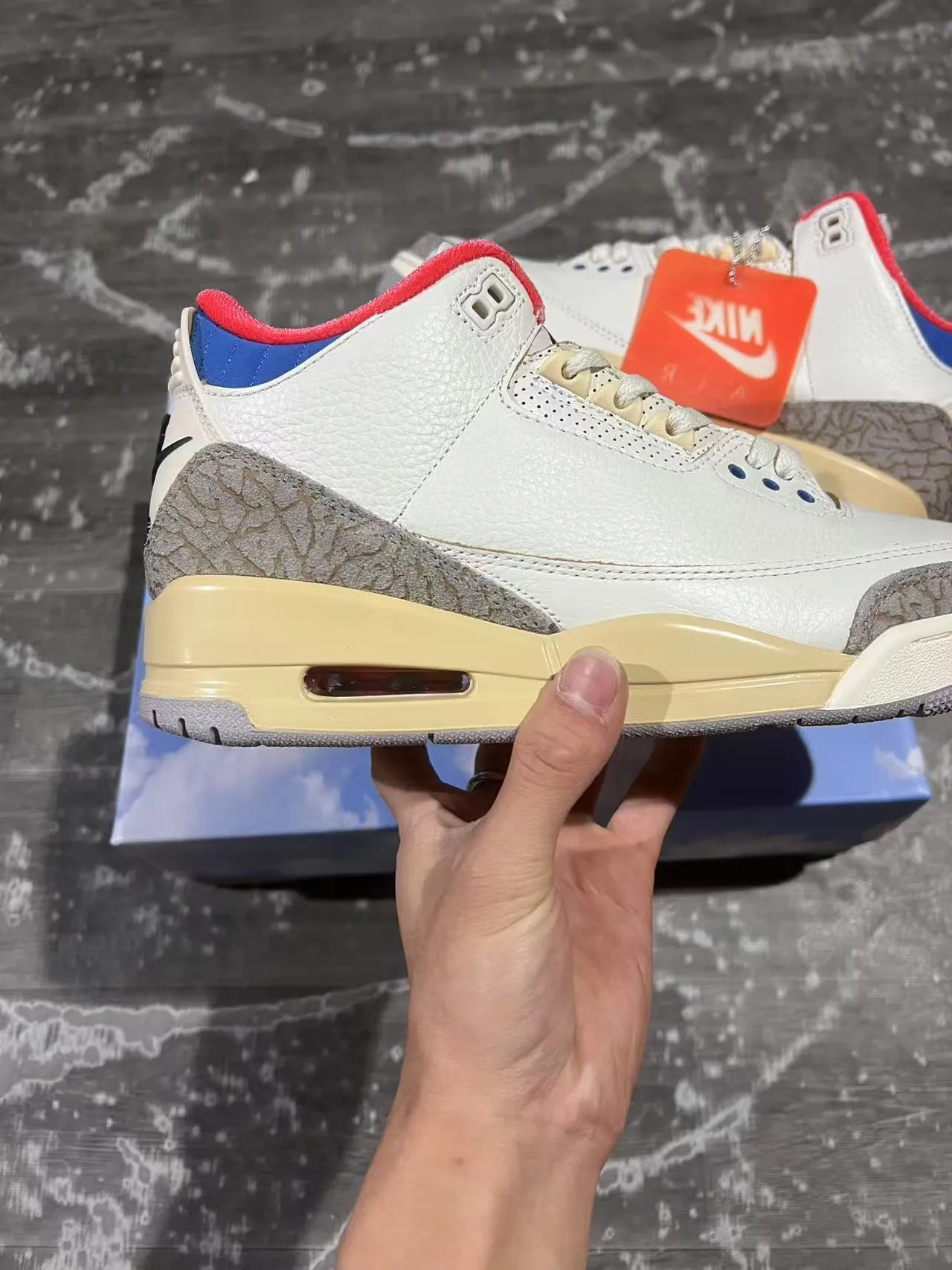 Nike Air Jordan 3 Tênis de Basquete com Estampa de Elefante Branco e Bege 7