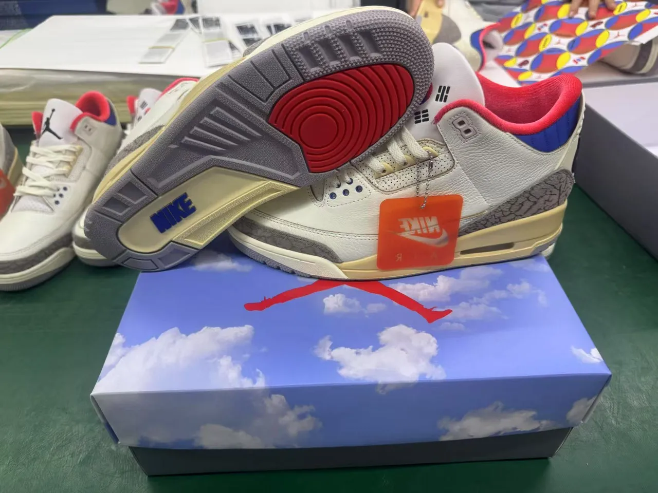 Nike Air Jordan 3 Tênis de Basquete com Estampa de Elefante Branco e Bege 19