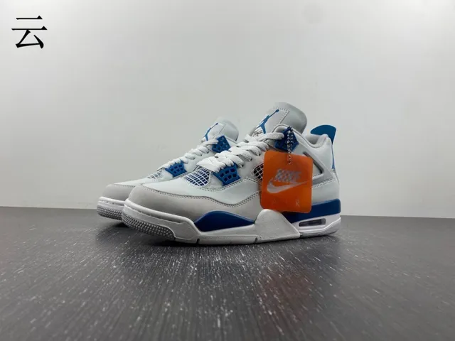 Nike Air Jordan 4 chaussures de basketball gris clair et bleu royal 2