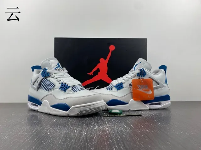 Nike Air Jordan 4 chaussures de basketball gris clair et bleu royal 5