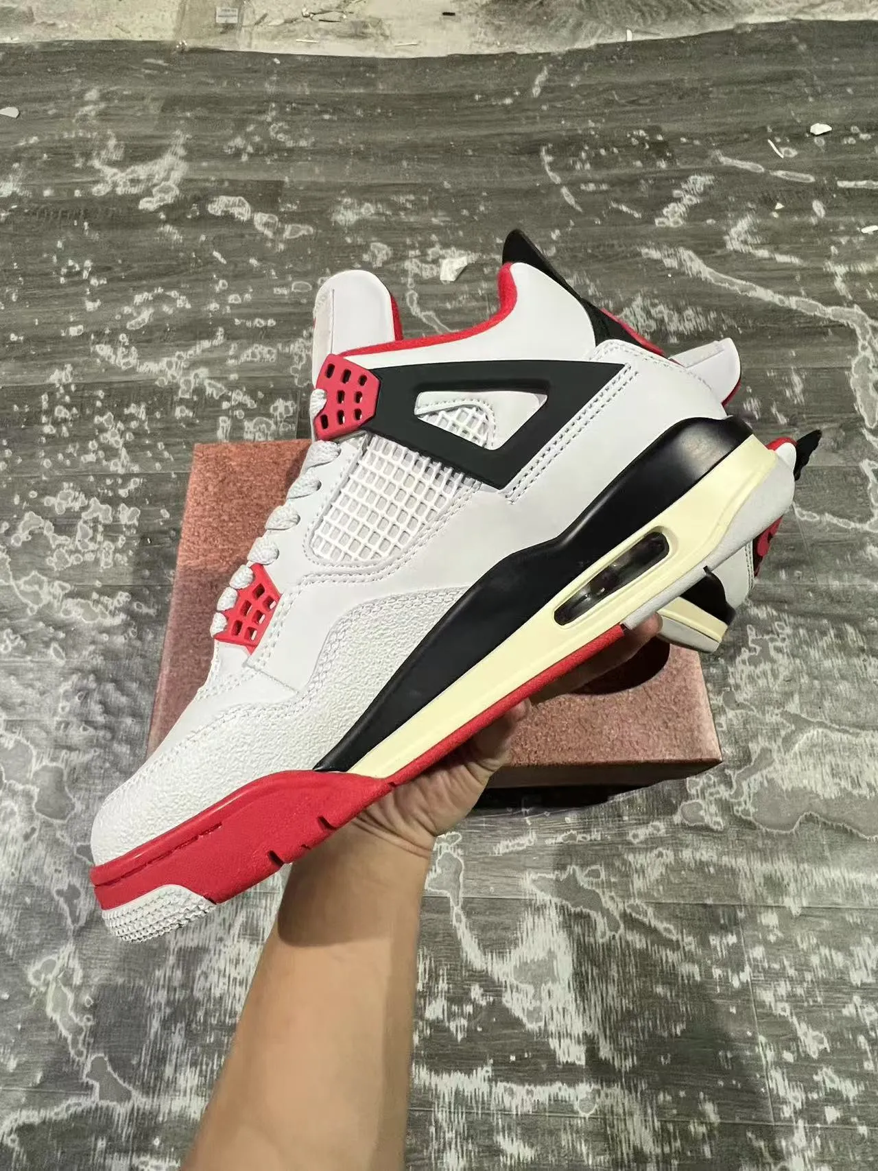 Nike Air Jordan 4 White Black Red Tênis de basquete 5