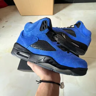 Nike Air Jordan 5 Tênis de Basquete Suede Azul Real