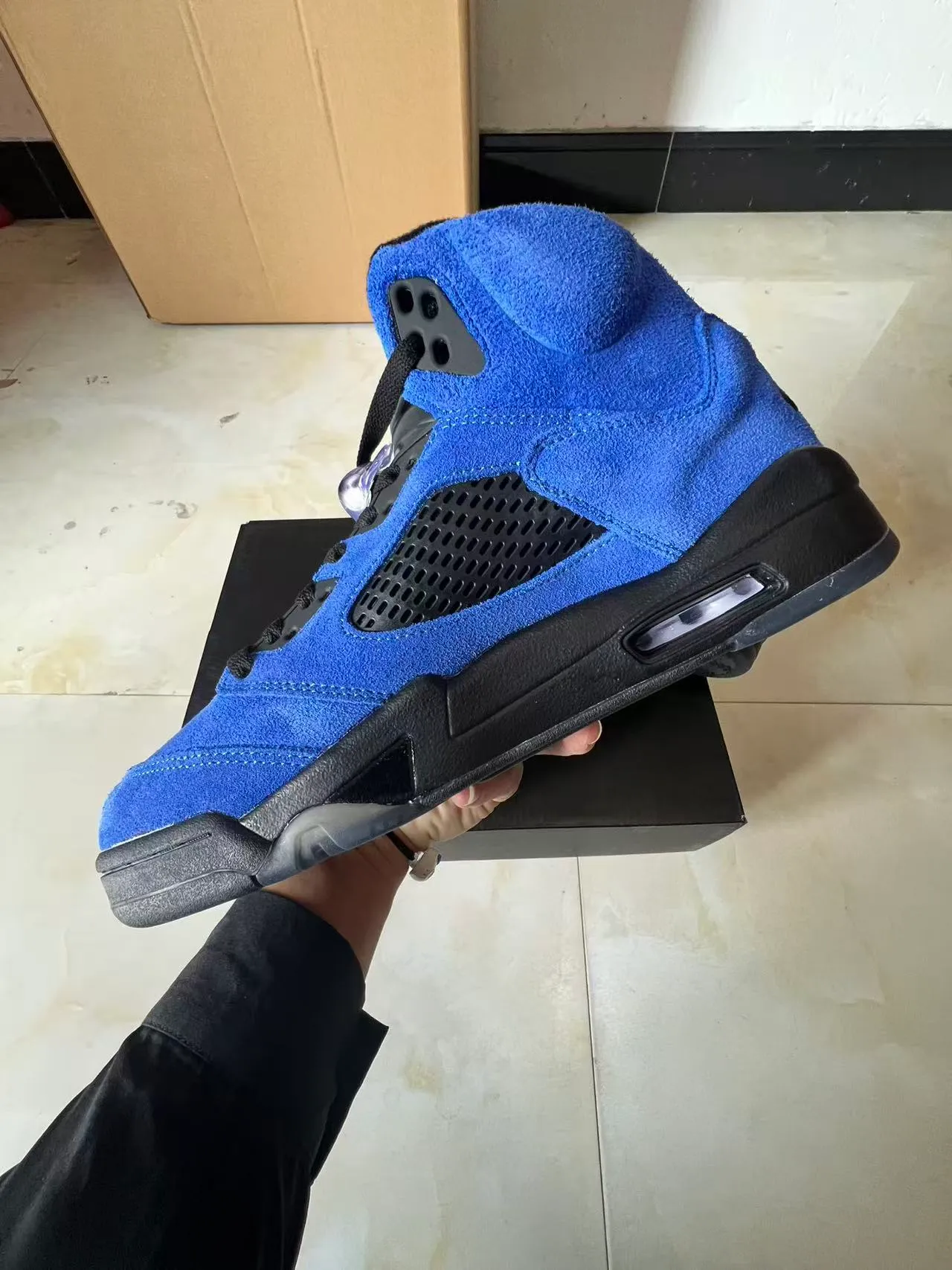 Nike Air Jordan 5 Zapatillas de Baloncesto de Ante Azul Real 4