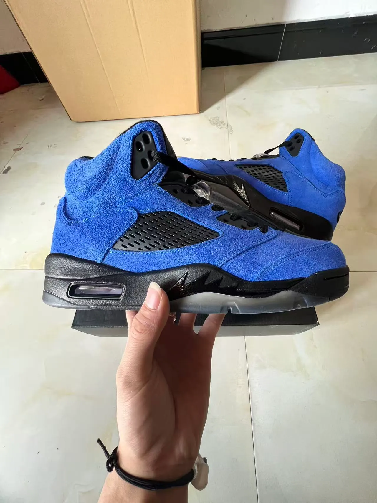 Nike Air Jordan 5 Zapatillas de Baloncesto de Ante Azul Real 5
